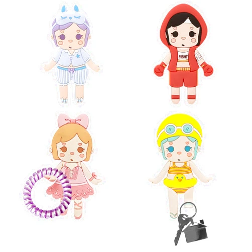 Gebaozhen 4PCS Cute Key Hooks for Wall Decor Cartoon Adhesive Wall Hooks for Kid Room Girl Bedroom Small Wall Hooks Hanging Keys Headband Hat Wallet Small Items