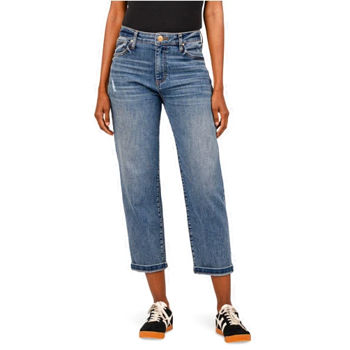 KUT from the Kloth Women's Sienna Baggy Boyfriend Crop Roll-up Reg Hem in Passion