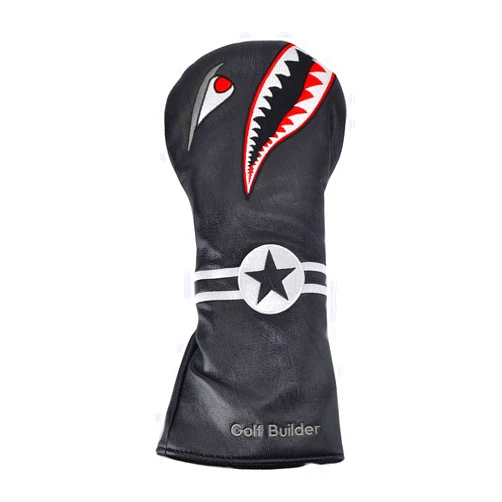 GOOACTION Shark Golf Club DriveFairwayHybridBlade PutterMallet Putter Head Cover with Creative Cartoon Animal Pattern Synthetic Leather Golf Clubs Headcovers (Driver)