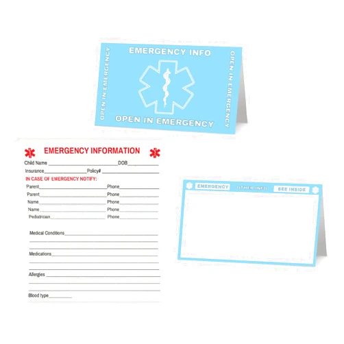 Generic Child Emergency Contact Car Seat Safety Alert Attachment Tag (ICE-101-v2) (Baby Blue, 1)