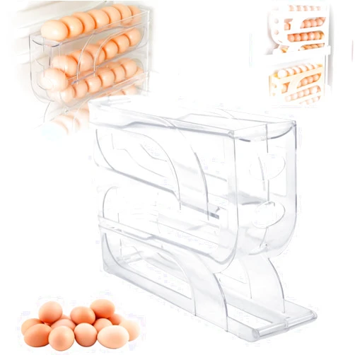 Generic Rolling Egg Dispenser For Refrigerator，4 Tiers Egg Holder For Fridge，Egg Organizer For Refrigerator，Rolling Egg Dispenser，Egg Holder For Fridge，Rolling Egg Holder(Transparent &1pcs)12.6*2.76*7.9 In
