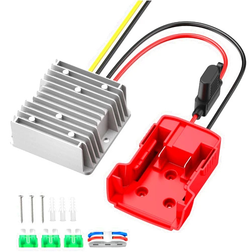 Kzreect 18V to 12V Step-Down Converter for Milwaukee M18 Battery Adapter, DC 12V 20A 240W Buck Converter Reducer Regulator, Voltage Reducer Transformer for Golf Cart RC Car LED Lights DIY Toys