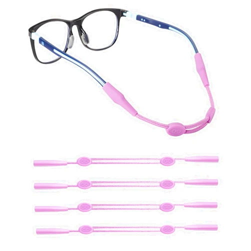 Omnful Kids Glasses Strap(8-12inch) - Adjustable Eyeglasses Strap Sports Eyewear Retainers Glasses Holder for Kids Man Woman - No Tail Sunglasses Straps for Girls and Boys 5-16 Years (4pcs Purple)