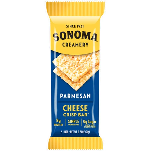 Sonoma Creamery Cheese Crisp Bars - High Protein, Gluten Free, Low Carb & Keto Friendly Snack - Parmesan, Pack of 8 Parmesan Cheese