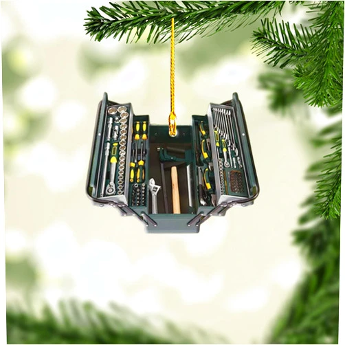 Artparel Personalized Mechanic Set Tools Christmas Ornament, Tool Box Ornament, for Handyman, Tool Set, Carpenter