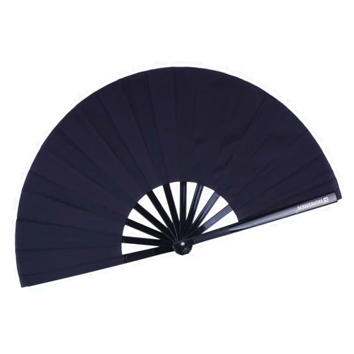 HONSHEN Folding Fan Chinese Hand Fan Performance Fan Nylon-Cloth Fan 13 inch (Black)