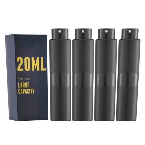 Owlyee 20ML Perfume Atomizer, Travel Cologne Spray Bottle, Mini Empty Sprayer Dispenser (Black,4PCS)
