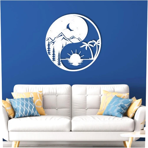 CozyNest Interiors Yin Yang Metal Wall Art Decor, Ying Yang Metal Wall Art, Mountain and Ying Yang Wall Decor, Ying Yang Wall Decor, Boho Wall Decor, Ying Yang Sun and Moon Metal, Living Room Wall Art (39
