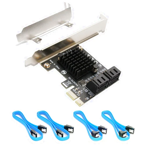 Ziyituod SATA Card, PCIE 3.0, 4 Port with 4 SATA Cable, SATA Controller Expansion Card with Low Profile Bracket, Non-Raid, Boot as System Disk, Support 4 SATA 3.0 Devices