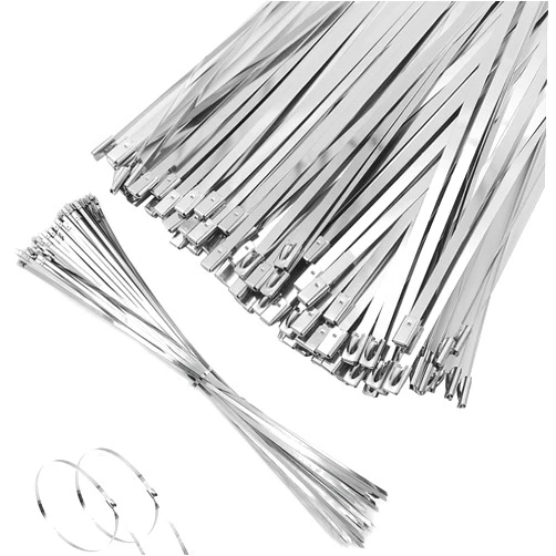 KEJJNYER 100 Pcs 20 Inch Metal Zip Ties Heavy Duty, Stainless Steel Cable Ties Metal Tie Wraps, 304 Stainless Steel Zip Ties with 200 Lbs Tensile Strength