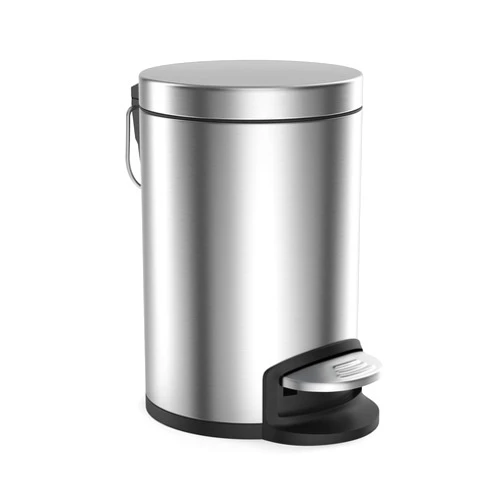 H+LUX Small Trash Can with Lid for Bathroom,Bedroom,Office,Mini Garbage can with Foot Pedal for Small Space, Anti-Fingerprint Brushed Stainless Steel Garbage Can, 0.8Gal/3L