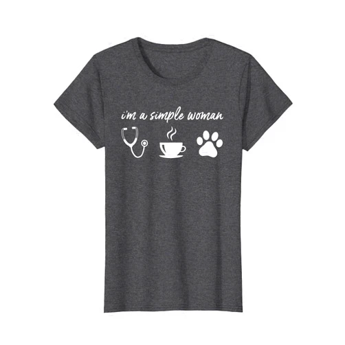 Cute Nurse Simple Lifestyle TShirt Women Girl Gift I'm a Simple Woman Nurse Coffee Dogs T Shirt Funny Love Paw T-Shirt