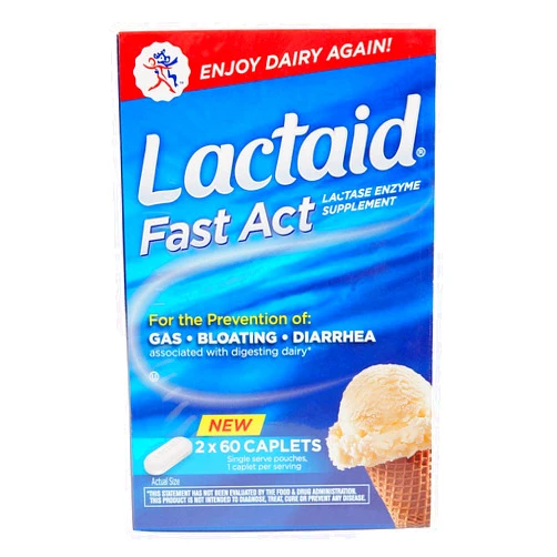 Lactaid Fast Act Lactase Enzyme Supplement, 1 Pack- 120 Count