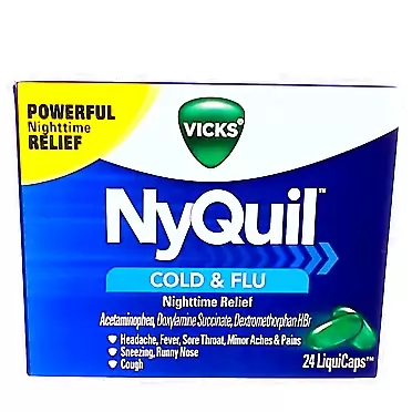 Vicks NyQuil Cold & Flu Nighttime Relief LiquiCaps 24 ea (Pack of 3)