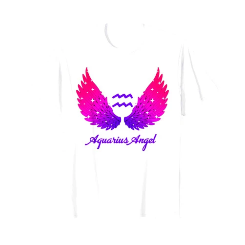 Angel Wings for Angel Aquarius Zodiac Sign Aquarius Angel Zodiac Sign with Angel Wings for Women T-Shirt