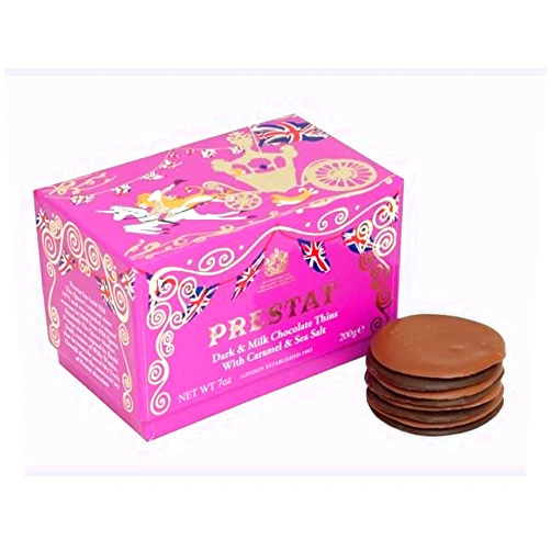 Prestat Caramel & Sea Salt, Milk & Dark Chocolate Thins - 200g