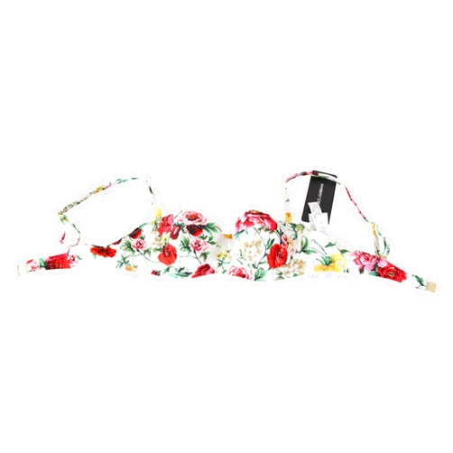 Dolce & Gabbana - BEST SELLERS - White Floral Print Swimsuit Beachwear Bikini Tops - IT1 | XS