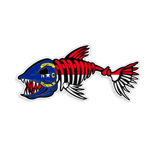 215 Decals, Graphics, Skins & Stickers North Carolina Bone Fish Sticker - NC State Flag Fishing Decal Vinyl Die Cut Custom Printed Cooler Cup Car Graphic