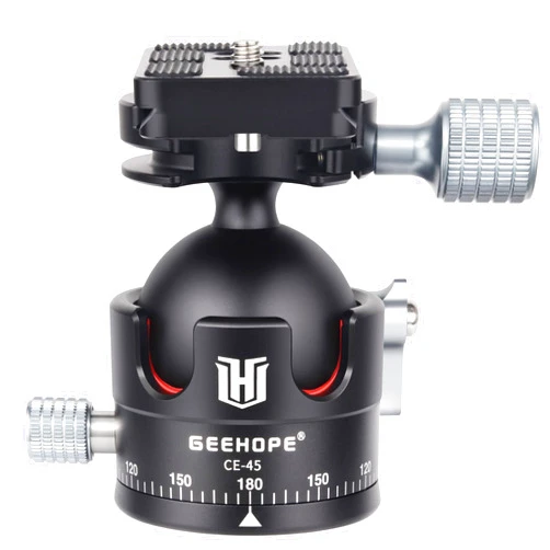 Geehope CE-45 Low Profile Tripod Ball Head Universal 360 Panoramic Metal BallHead for DSLR Camera Tripod Monopod Camcorder Slider with Arca Swiss QR Plate 45mm Big Ball 1/4