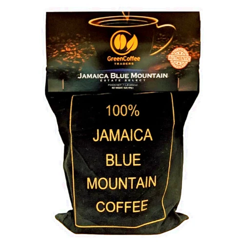 Green Coffee Traders 1LB. 100% Jamaica Jamaican Blue Mountain Roasted Coffee - City Roast, 1lb Bag