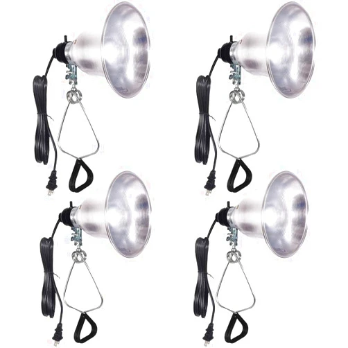 Simple Deluxe Clamp Lamp Light Socket with 5.5 Inch Aluminum Reflector, Suit for Max 60 Watt Lamp (No Bulb Included) with 18/2-Gauge 6 Feet Cord, 4 Pack,Silver