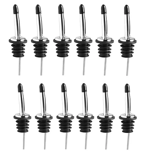 SZLFSX 12 Pack Liquor Pour Spouts Set - Stainless Steel bottle spout and Liquor Pourers Dust Caps Covers Upgrade
