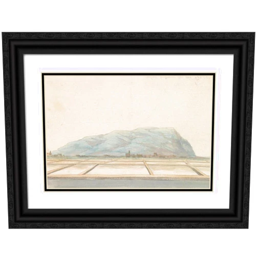 ArtDirect Abraham-Louis-Rodolphe Ducros 18x13 Black Ornate Frame and Double Matted Museum Art Print Titled: View of the Salt Pans of Trapani (1778)