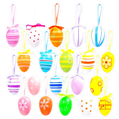 JOYFISCO 24Pcs Easter Hanging Eggs Colorful Easter Ornaments for Tree Decorations Basket DIY Crafts Holiday Party Favors Random Style