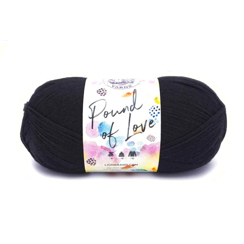 Lion Brand Yarn Pound of Love, Value Yarn, Large Yarn for Knitting and Crocheting, Craft Yarn, Black