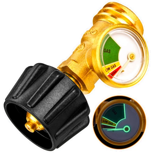 Flame King Propane Tank Gauge Level Indicator Leak Detector Gas Pressure Meter Color Coded & Glow in The Dark Universal for Cylinder, BBQ Gas Grill, RV Camper, Heater Propane Gas Tank Level Indicator