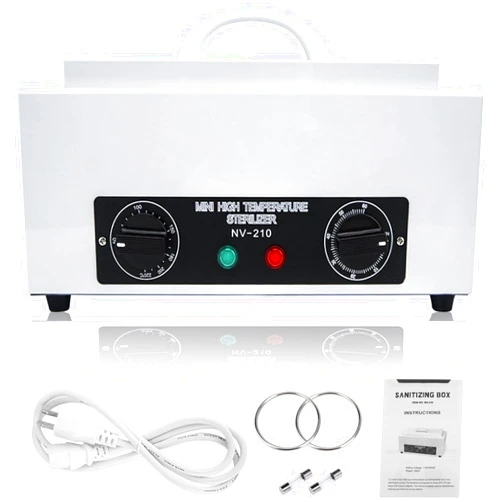 MAHOOMMAKH Autoclave Machine, 1.5L Mini high Temperature Autoclave Box Dry Heat Cabinet with Timer for Nail Spa Pedicure Hairdressing Metal Tools