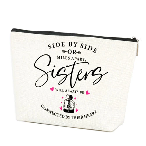 AOZHUO Best Sister Ever Gifts Makeup Bag Sister Birthday Gift Ideas, Funny Sister Gifts from Sisters Brother Makeup Zipper Pouch Bag, Thank You Gifts Christmas Birthday Gifts for Unbiological Sisters Bff