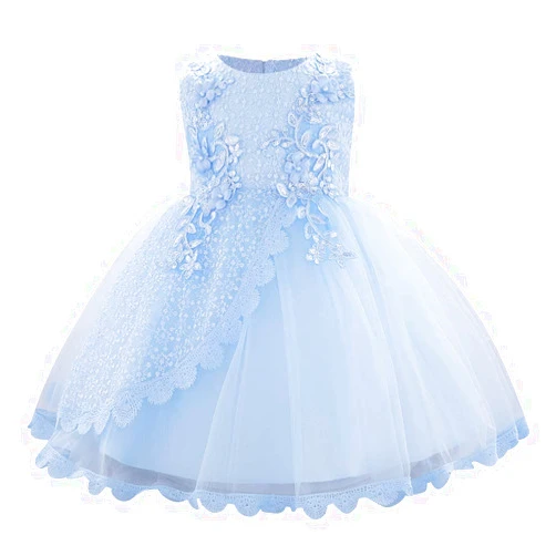 IBTOM CASTLE Baby Flower Girl Dress Sleeveless Lace Bowknot Princess Tulle Tutu Bridesmaid Wedding Baptism Birthday Party Prom Gown