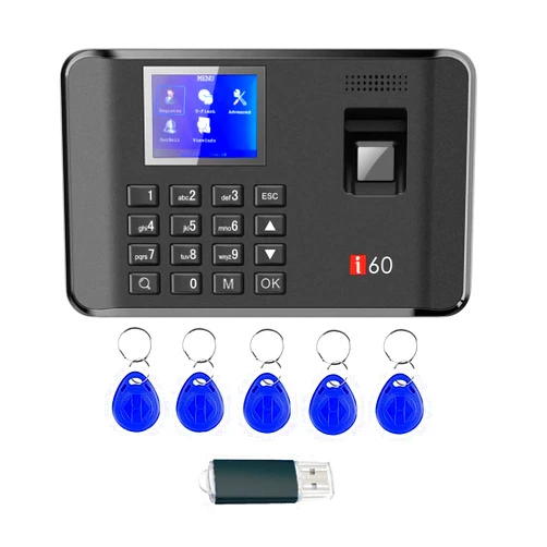WEELIAO Time Attendance Machine Fingerprint Password Time Clock for Employee with Finger Scan, RFID and PIN Punching in One (I60 7.48