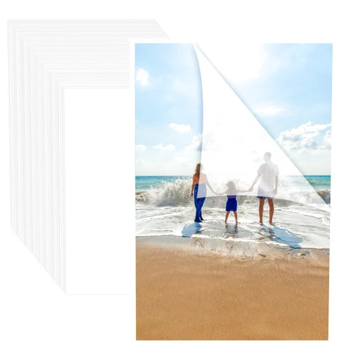 VIEKIER Self Adhesive Laminating Pouches Sheets 50 Sheet 5.07x7.08 Inch 3.2 Mil Thickness Waterproof Lamination Clear Laminate Sheets Pouches No Laminating Machine Needed for Documents & Photos