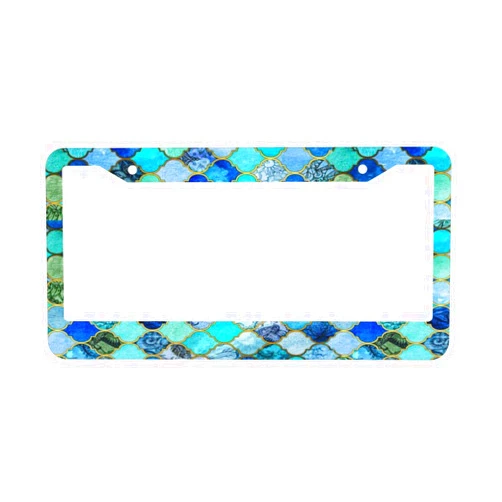 KCAROQMI Metal License Plate Frame 1 Pack,Blue Mosque Print License Plate Holder Universal Aluminum License Plate for Car Decorative 12x6 Inch