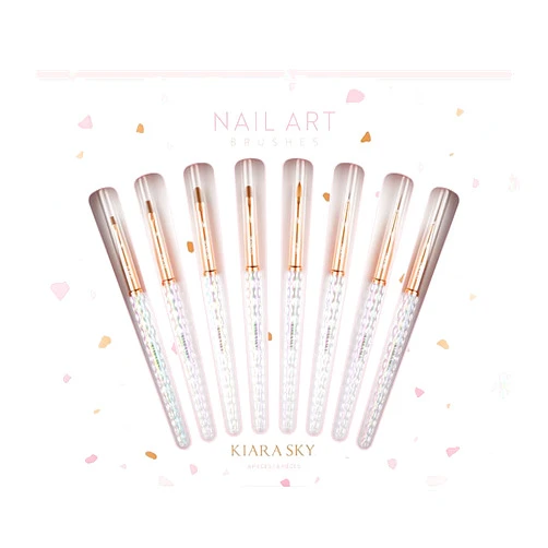 Kiara Sky Gel Nail Art Brush - Professional Nail Cleaner Tool - Nail Art Brush for Women - Brush for Nail Art - Long Lasting Nail Cleaning Brush Collection, Clear (Brush Collection)