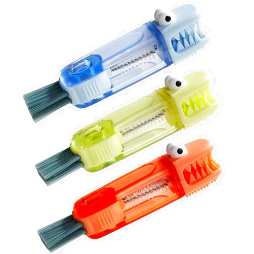 Generic Multifunctional Bottle Cleaning Brush Set, Multifunction Silicone Cup Lid Gap Cleaner, Home Kitchen Crevice Cleaning Tools(3 Pcs), Blue,green,yellow