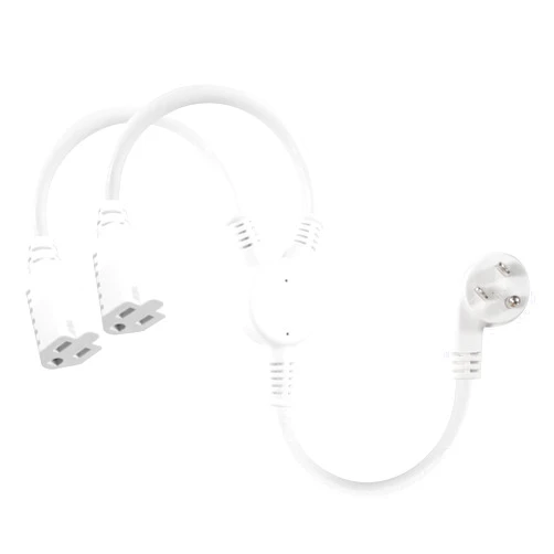 KUNCAN Power Y-Splitter Extension Cord - 1FT 16AWG 2-Outlet Splitter Extension Cord, 3 Prong 45-Degree Angled Plug NEMA 5-15P to NEMA 5-15R x2, 1 to 2 Way Extension Cable, 125V 13A 1625W, White 1-Pack