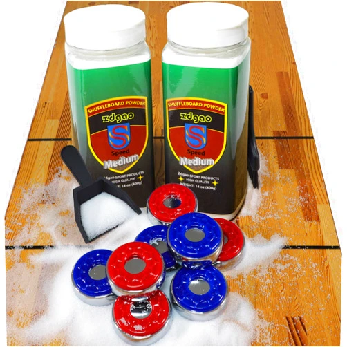 YDDS Shuffleboard Pucks w/ 2 Cans Shuffleboard Wax, Mini Dustpan and Brush for Shuffleboard Table, Complete Shuffleboard Accessories Bundle