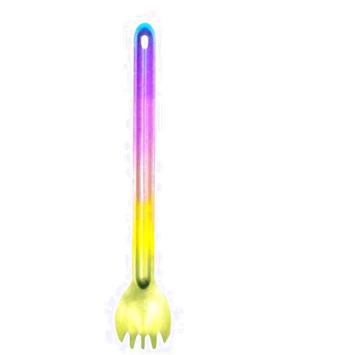 SXSHUOSI Ultra-lightweight pure titanium spoon fork, dinner spoon, coffee spoon, long-handled spoon for outdoor and home use (22 cm long) (colorful)