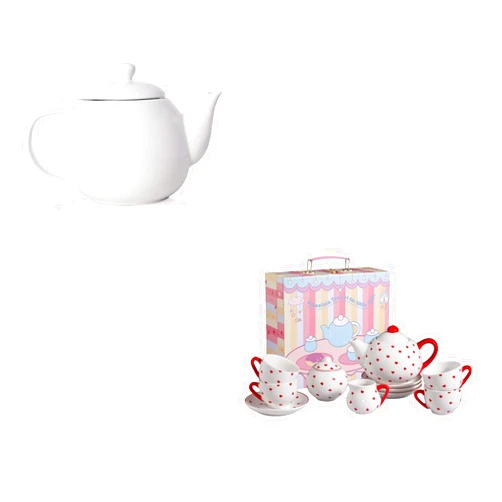 Sweejar Porcelain Teapot with Infuser and Lid,Teaware with Filter and Porcelain Tea Set for Little Girls,Kitchen Toys Tea Party Set for Kids Toddler Kitchen Pretend Toy