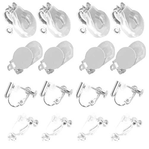DIYEAR Earring Converters Pierced to Clip, 16 Pieces Earring Clip Backs Clip-on Earring Converter Components Findings with Post for None Pierced Ears