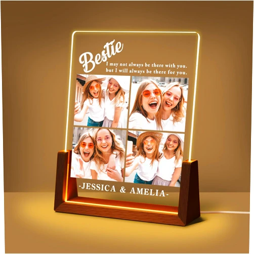 MAIWELL Personalized Besties Gifts For Women Her, Best Friend Birthday Gifts, Custom LED Acrylic Plaque With Photo Frame Name, Customized Long Distance Friendship Gifts For BFF Bestie Sister