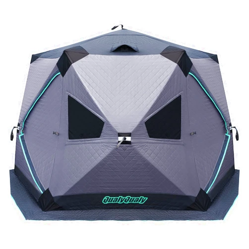 QualyQualy Ice Fishing Tent Insulated, 6 Sided Insulated Ice Fishing Shelter for 6-7 Person, Portable Pop-Up Ice Shanty Shack, Winter Fishing Windproof Hut Snow Hub with Carrying Bag