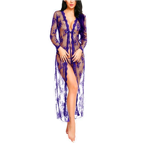 LOMON Lingerie for Women Sexy Long Lace Dress Sheer Gown See Through Kimono Robe