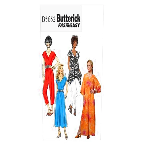 BUTTERICK PATTERNS B5652 Misses' Top, Dress, Caftan, Jumpsuit and Pants, Size ZZ (LRG-XLG-XXL)