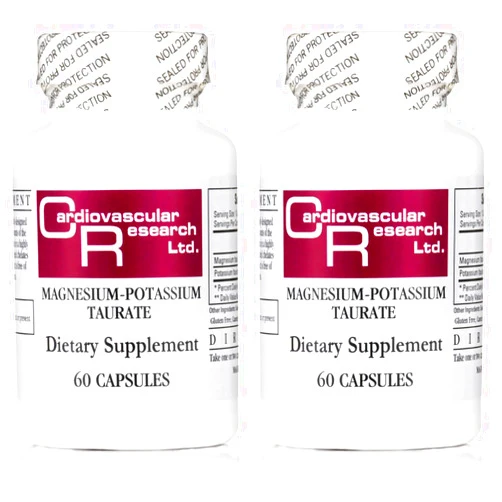 Cardiovascular Research Magnesium-Potassium Taurate - Patent Pending - 60 Veggie Caps X 2 Bottles