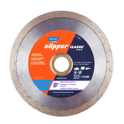 Norton Diamond Wheel Tile Saw Blade, Clipper Classic Diamond Cutting Wheel, Continuous Cut-Off Type 01, 4
