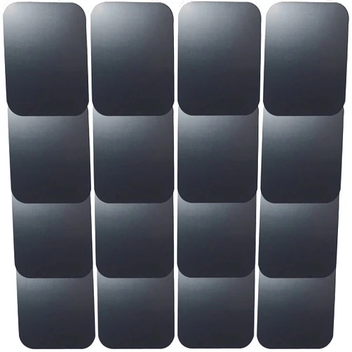 SALEX Replacement Metal Plates Set 16 Pack for Magnetic Car Mount. Kit of 16 Magnets for Back of Phone Case. Black Rectangular Iron Stickers Without Holes Discs. 3M Adhesive Backing Steel Sheets.